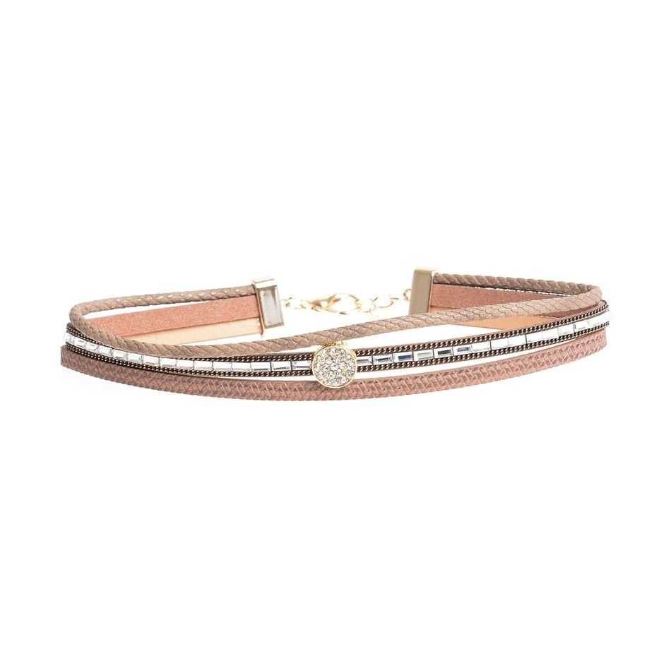 CHOKER TRES TIRAS POLIPIEL STRASS