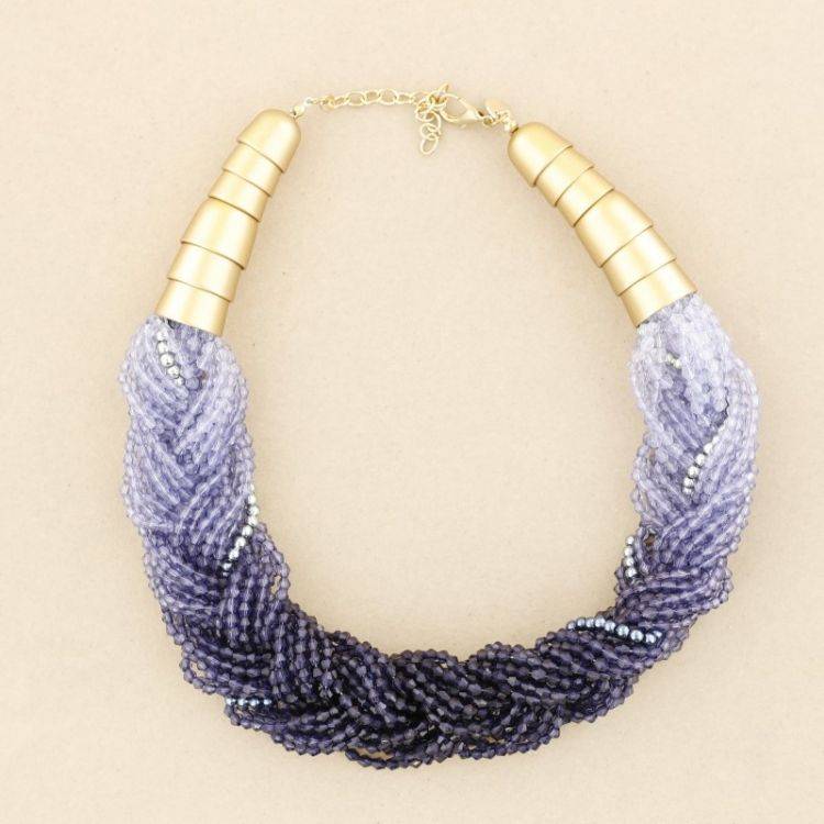 MULTI-STRAND SHORT NECKLACE WITH FACETED BEADS