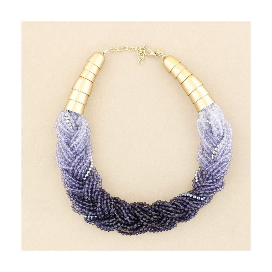 MULTI-STRAND SHORT NECKLACE WITH FACETED BEADS