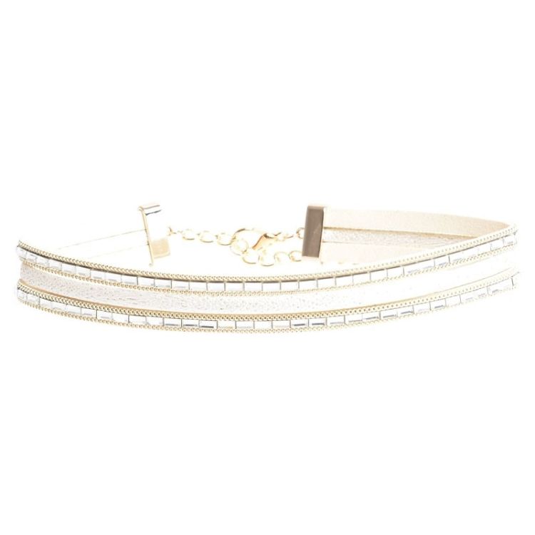 CHOKER THREE STRIPS IMITATION LEATHER STRASS