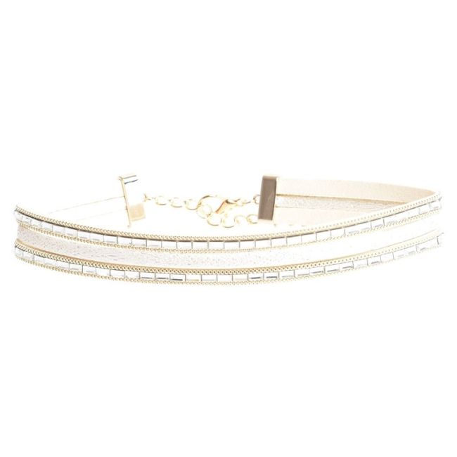 CHOKER THREE STRIPS IMITATION LEATHER STRASS