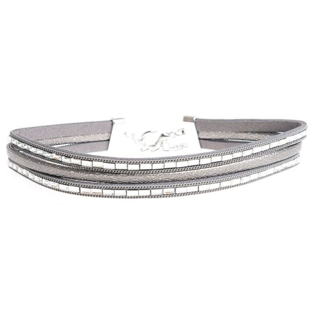 CHOKER TRES TIRAS POLIPIEL STRASS
