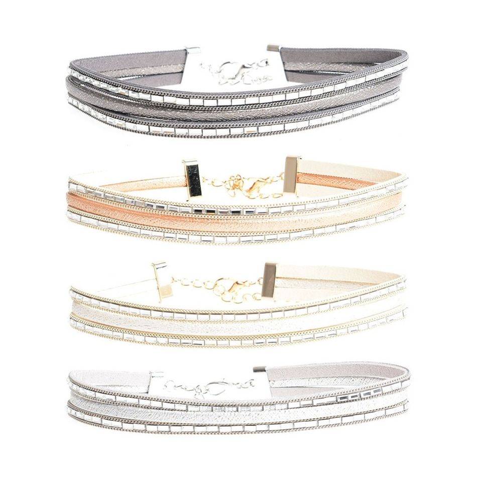 CHOKER TRES TIRAS POLIPIEL STRASS