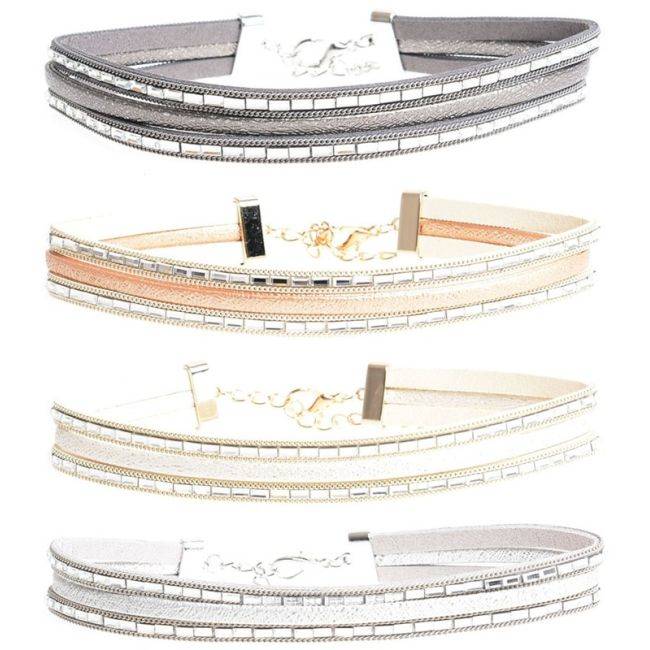 CHOKER TRES TIRAS POLIPIEL STRASS