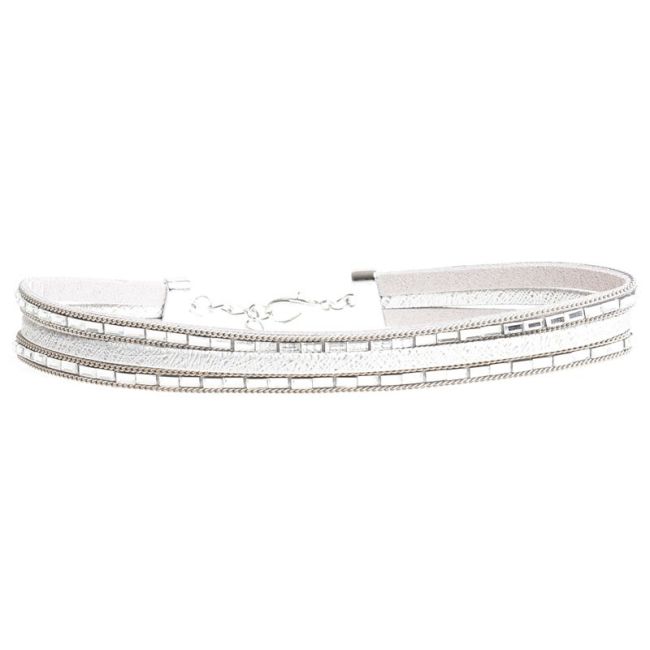 CHOKER THREE STRIPS IMITATION LEATHER STRASS
