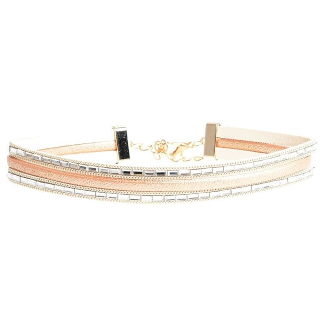 CHOKER THREE STRIPS IMITATION LEATHER STRASS