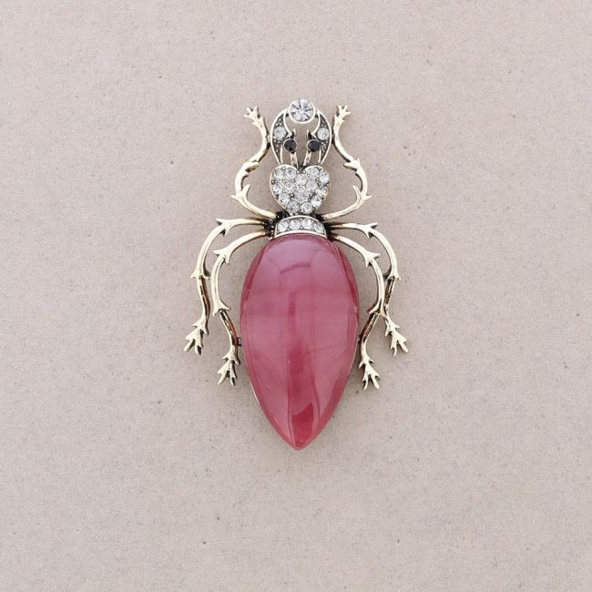 INSECT METAL RESIN STRASS BROOCH