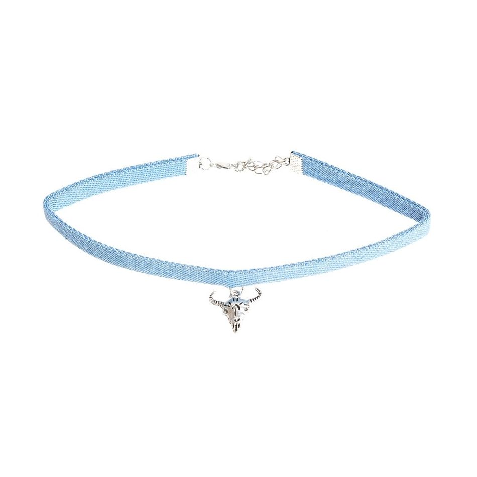 BULL'S HEAD METAL PENDANT CHOKER