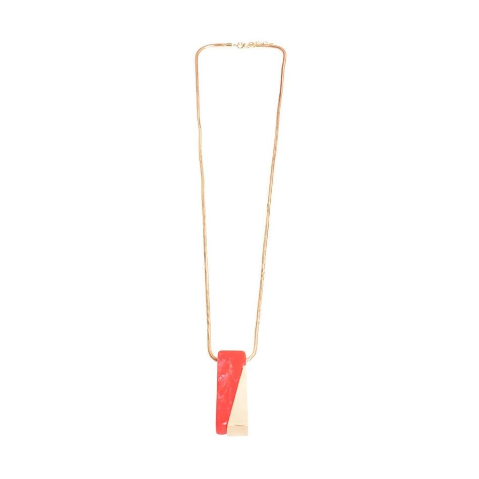 LONG NECKLACE METAL RESIN PENDANT