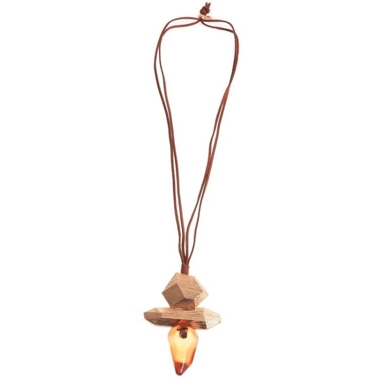 COLLAR LARGO COLGANTE METAL RESINA