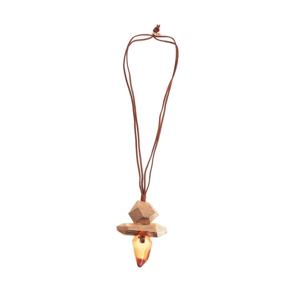 LONG NECKLACE METAL RESIN PENDANT