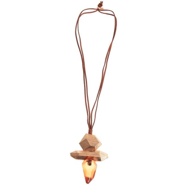 LONG NECKLACE METAL RESIN PENDANT