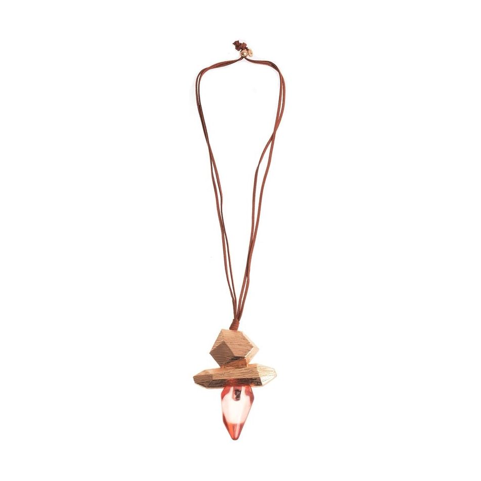 LONG NECKLACE METAL RESIN PENDANT