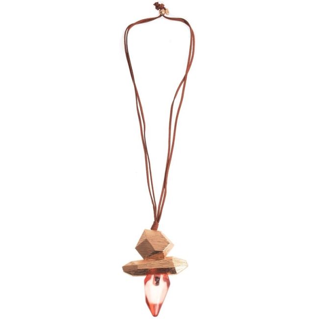 LONG NECKLACE METAL RESIN PENDANT