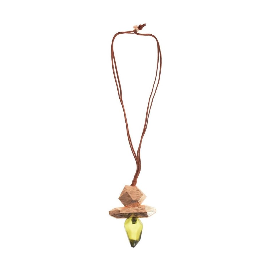 LONG NECKLACE METAL RESIN PENDANT