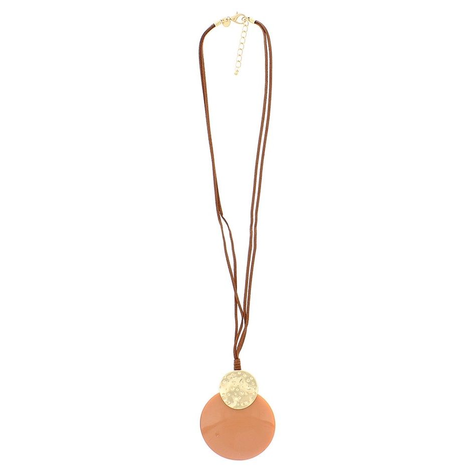 METAL RESIN MEDALLION PENDANT LONG NECKLACE