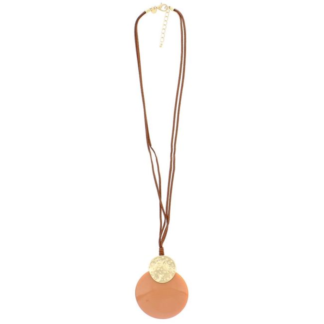 METAL RESIN MEDALLION PENDANT LONG NECKLACE