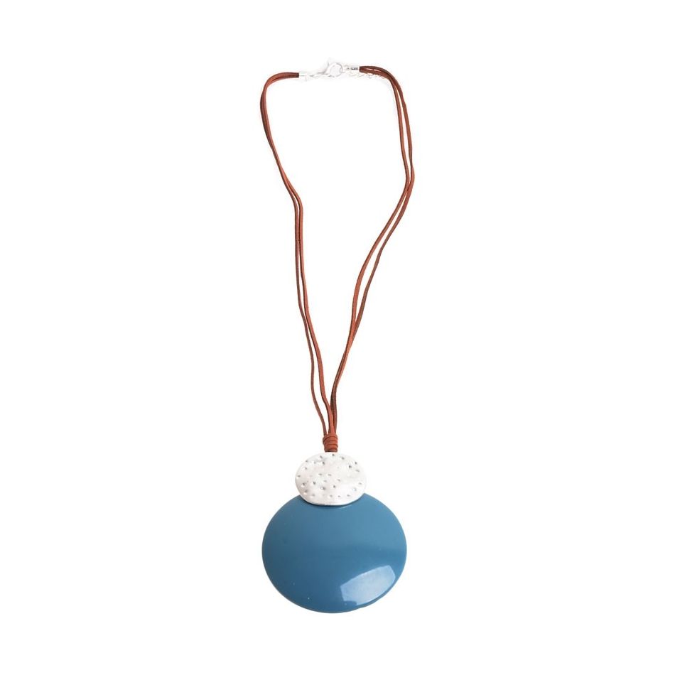 METAL RESIN MEDALLION PENDANT LONG NECKLACE