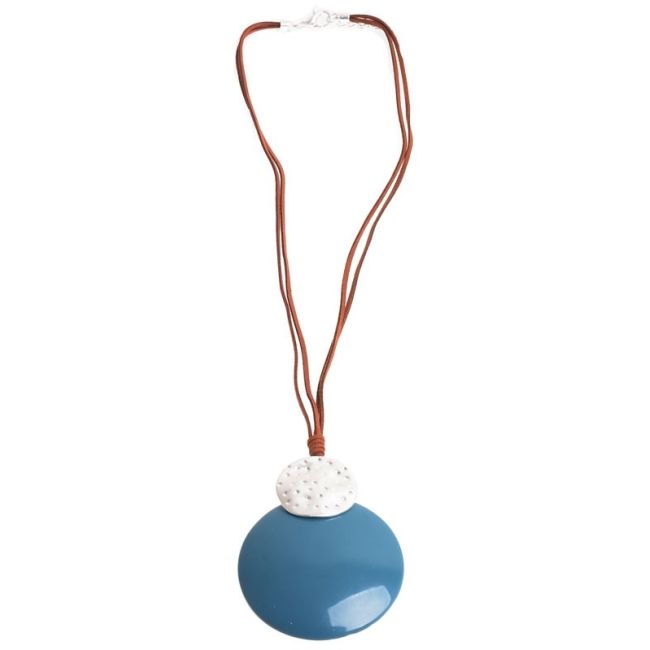 METAL RESIN MEDALLION PENDANT LONG NECKLACE
