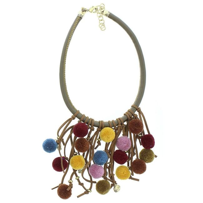 POMPOM FRINGE SHORT NECKLACE