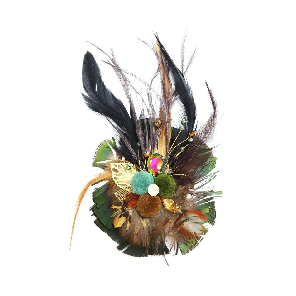 FEATHERS POMPOMS BROOCH