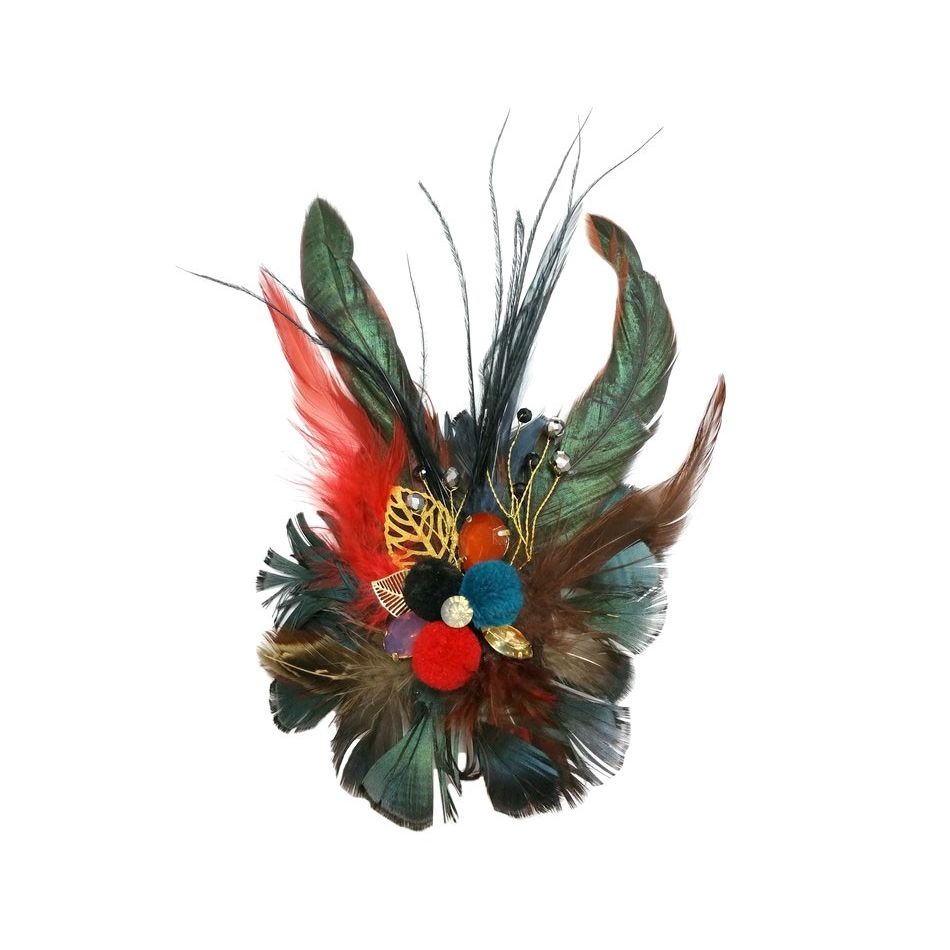 FEATHERS POMPOMS BROOCH
