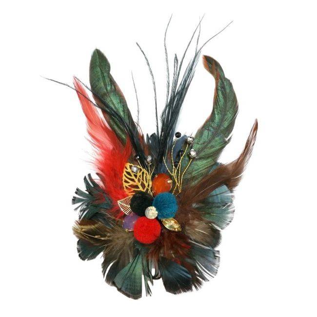 FEATHERS POMPOMS BROOCH