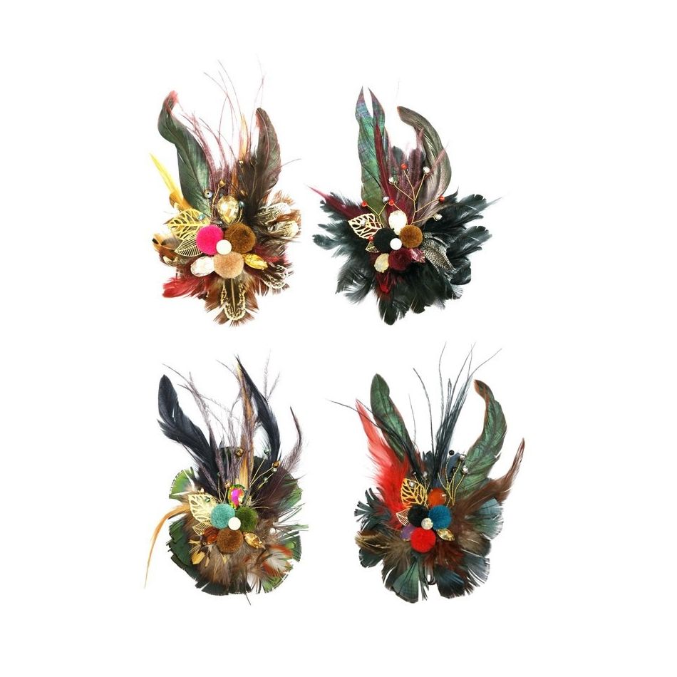 FEATHERS POMPOMS BROOCH