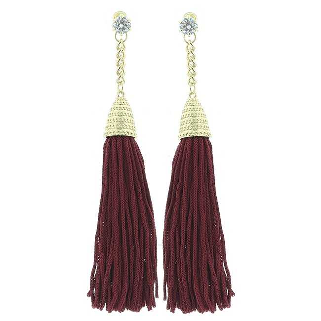 METAL CRYSTAL FRINGE EARRINGS