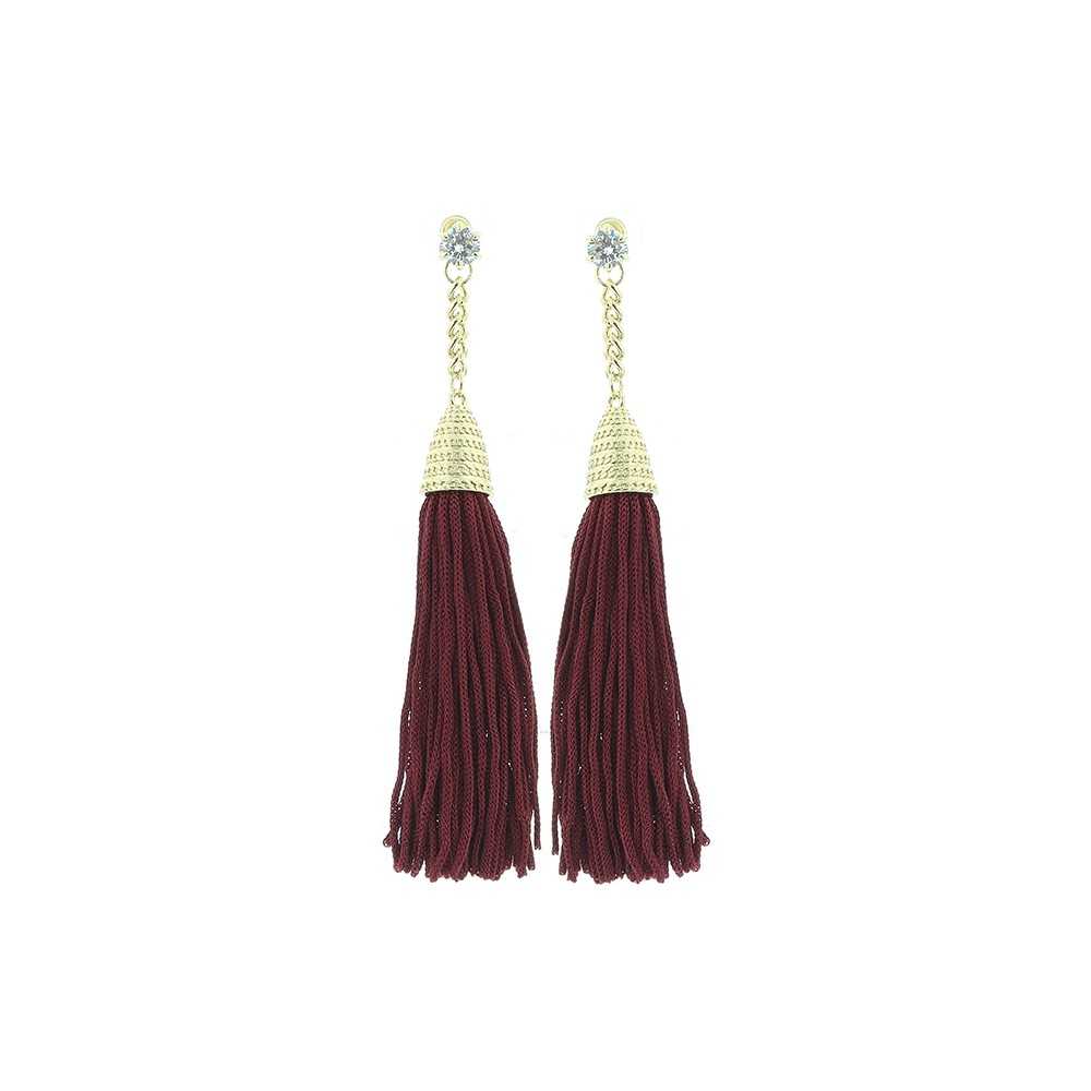 METAL CRYSTAL FRINGE EARRINGS