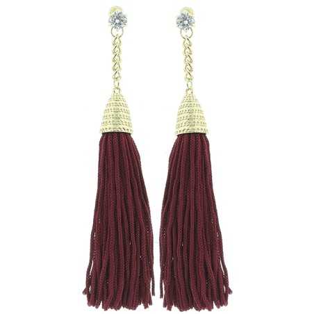 METAL CRYSTAL FRINGE EARRINGS