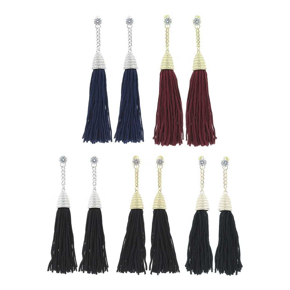 METAL CRYSTAL FRINGE EARRINGS