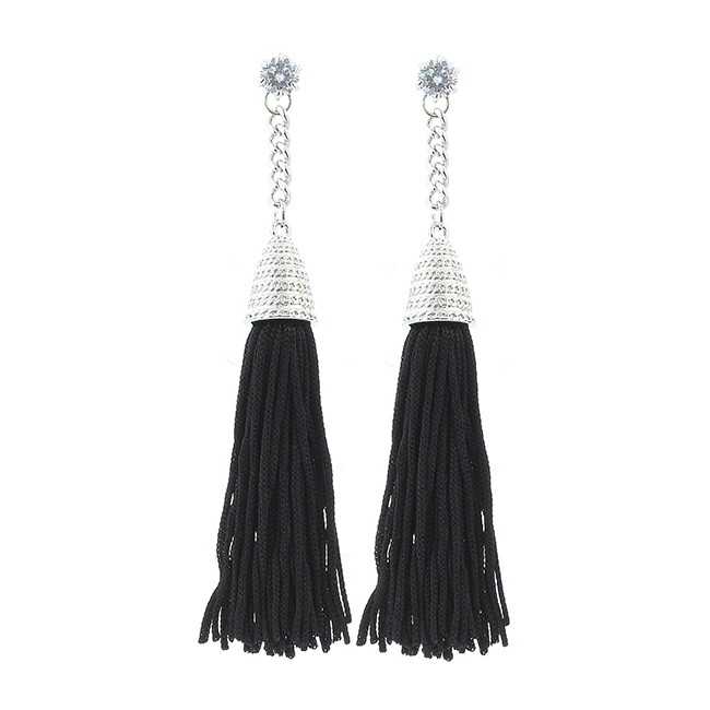 METAL CRYSTAL FRINGE EARRINGS