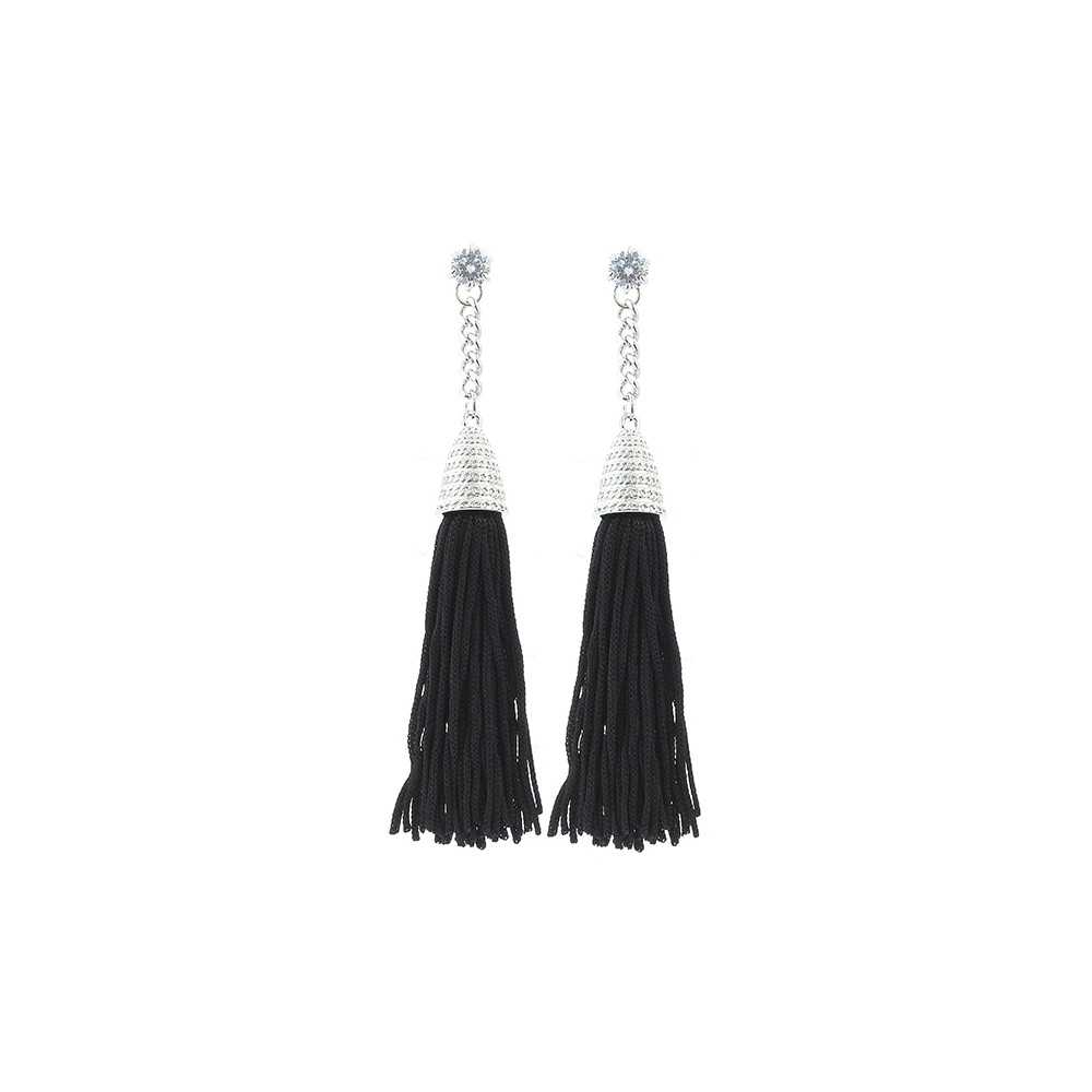 METAL CRYSTAL FRINGE EARRINGS