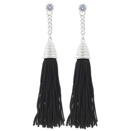 METAL CRYSTAL FRINGE EARRINGS