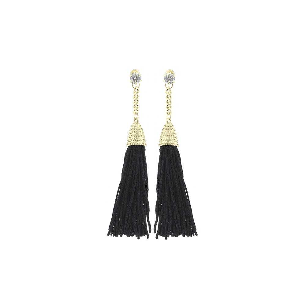 METAL CRYSTAL FRINGE EARRINGS