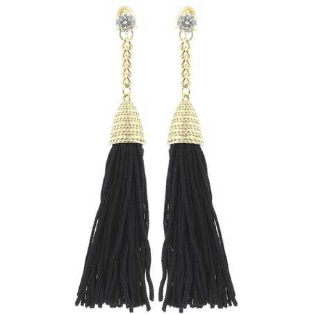 METAL CRYSTAL FRINGE EARRINGS