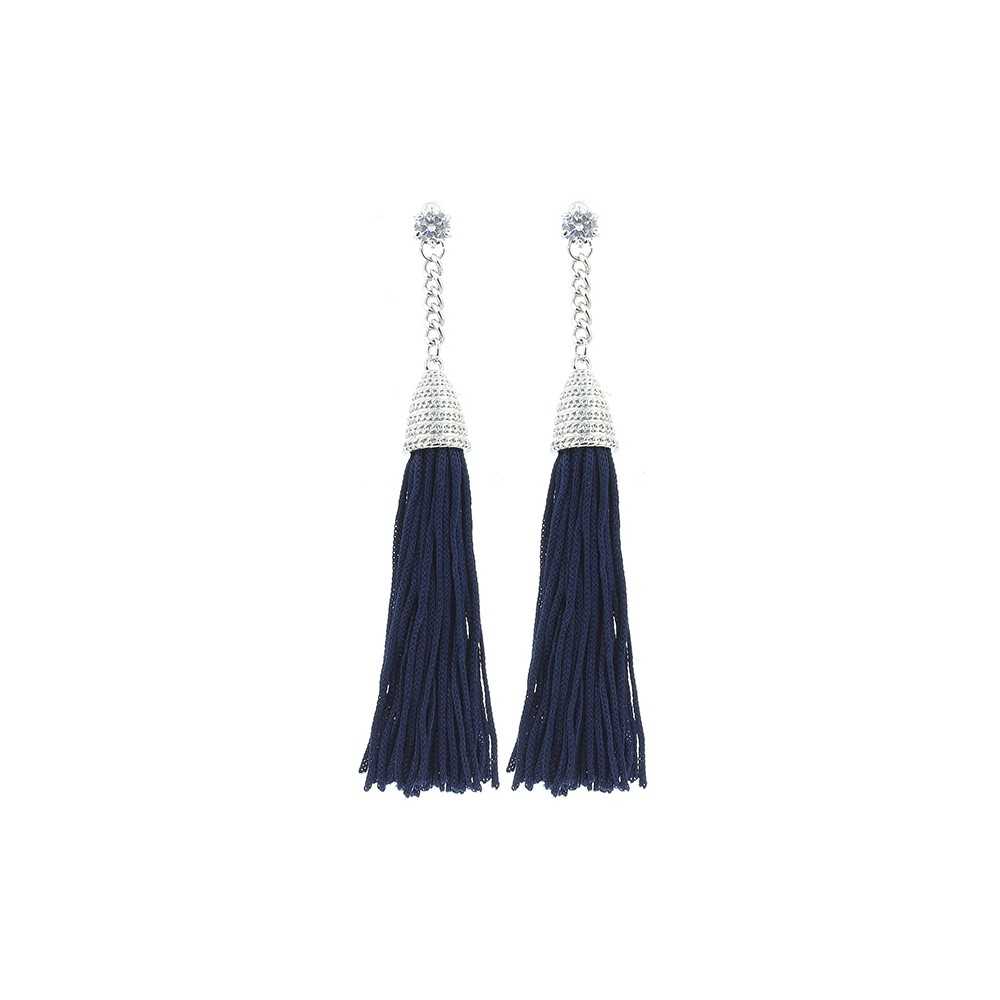 METAL CRYSTAL FRINGE EARRINGS