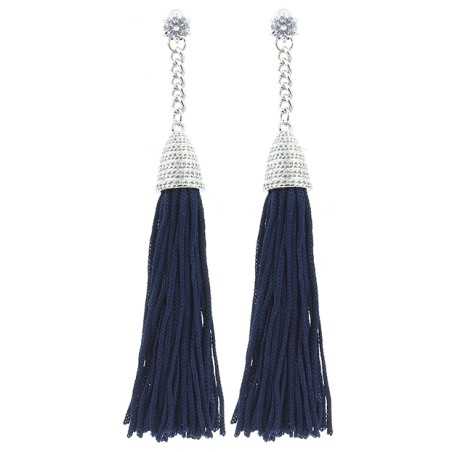 METAL CRYSTAL FRINGE EARRINGS