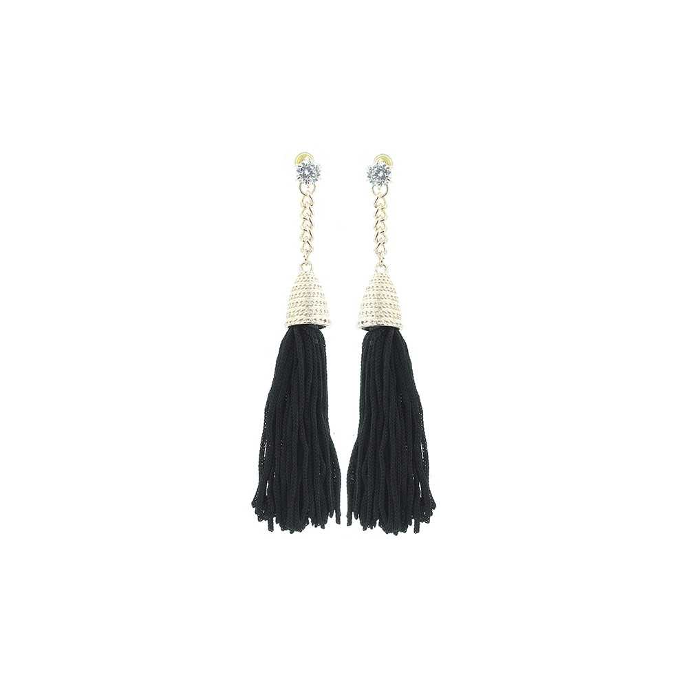 METAL CRYSTAL FRINGE EARRINGS