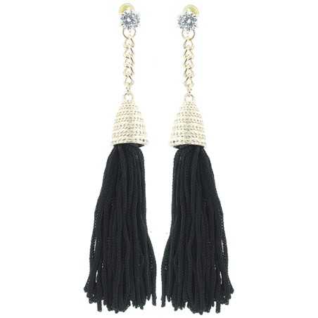 METAL CRYSTAL FRINGE EARRINGS