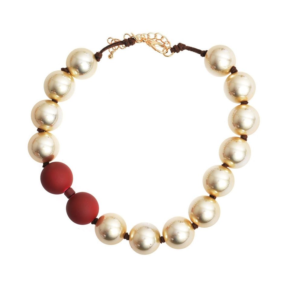 BALLS SHORT NECKLACE WITH METALLIC FINISH