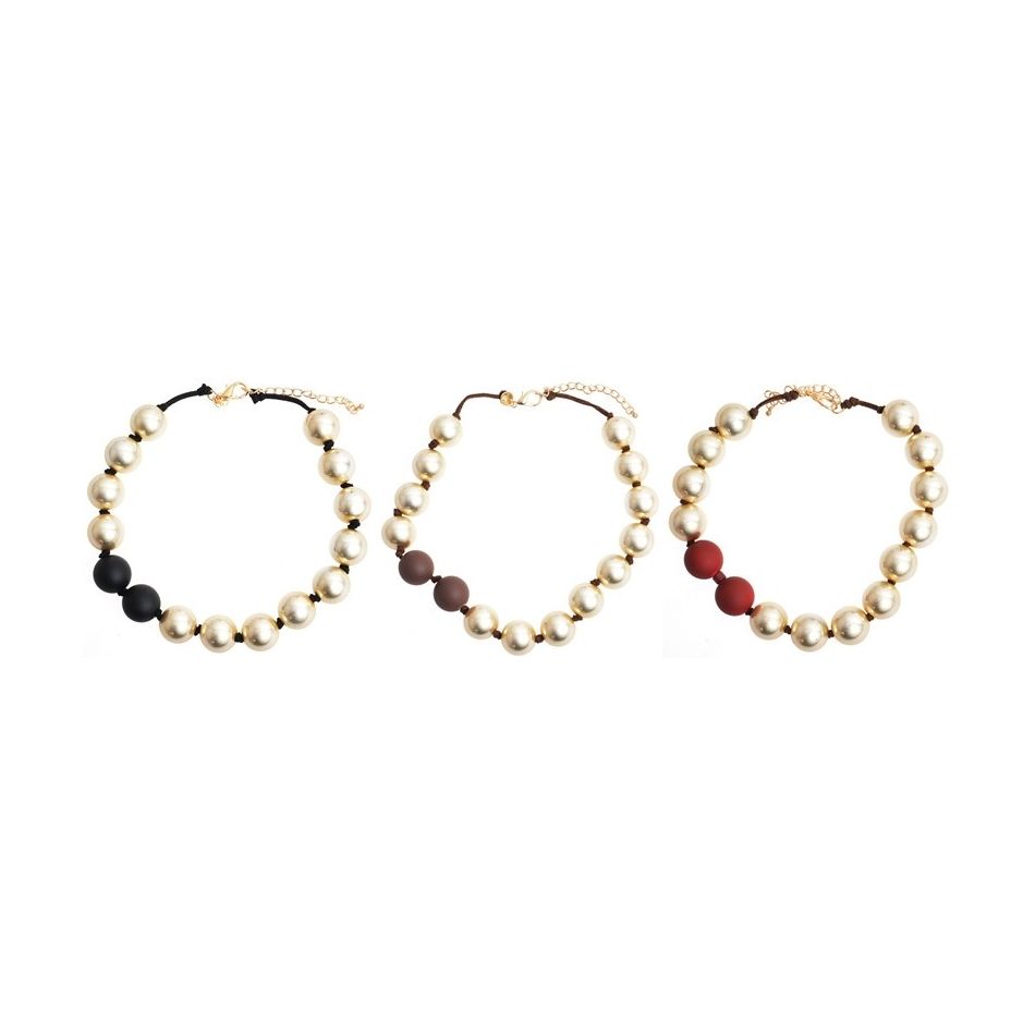 BALLS SHORT NECKLACE WITH METALLIC FINISH