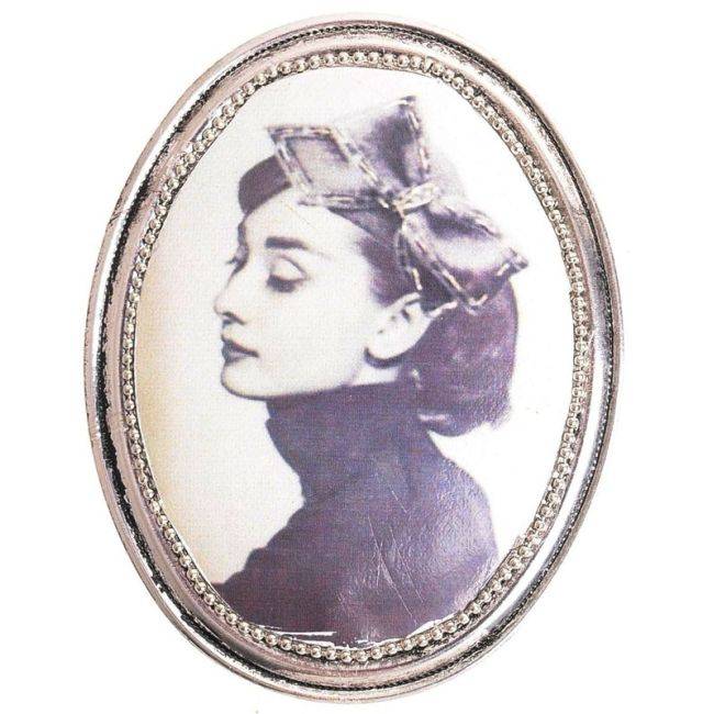 BROCHE METAL DIBUJO TELA