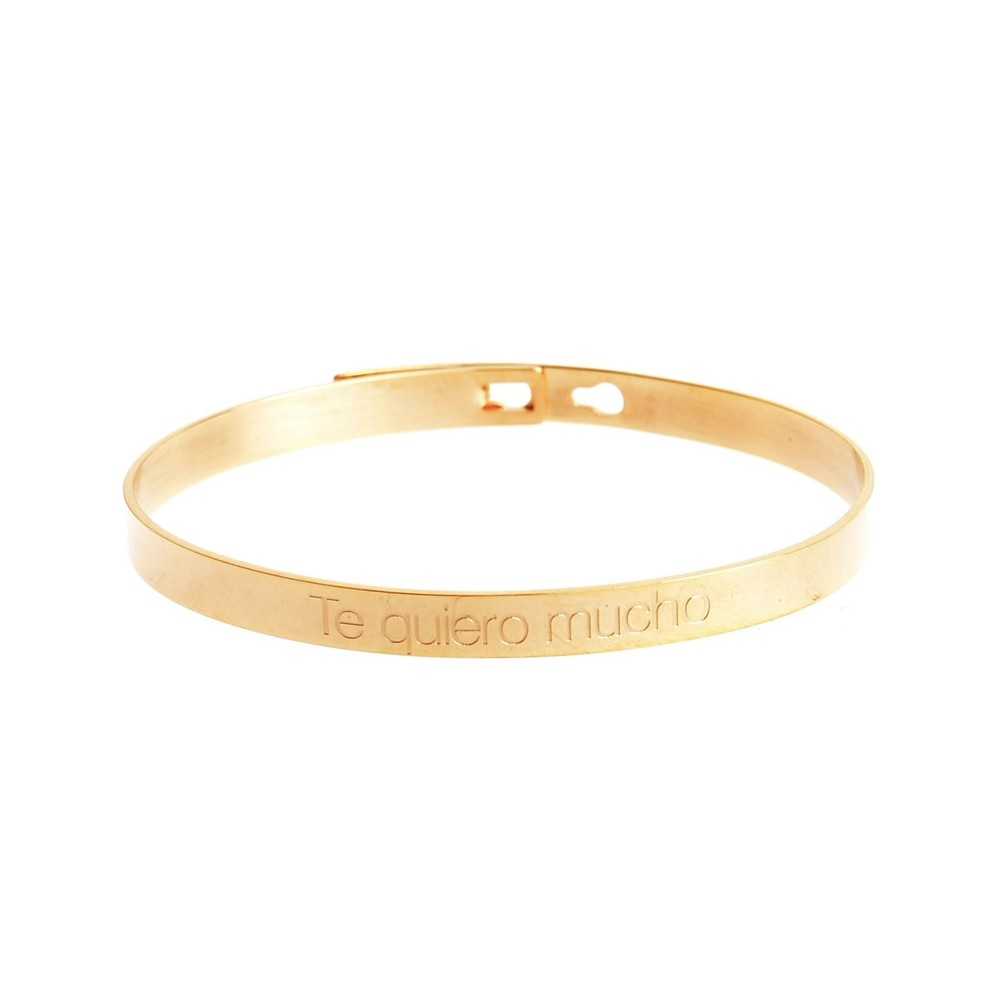 PULSERA RÍGIDA ACERO MENSAJE "TE QUIERO MUCHO"