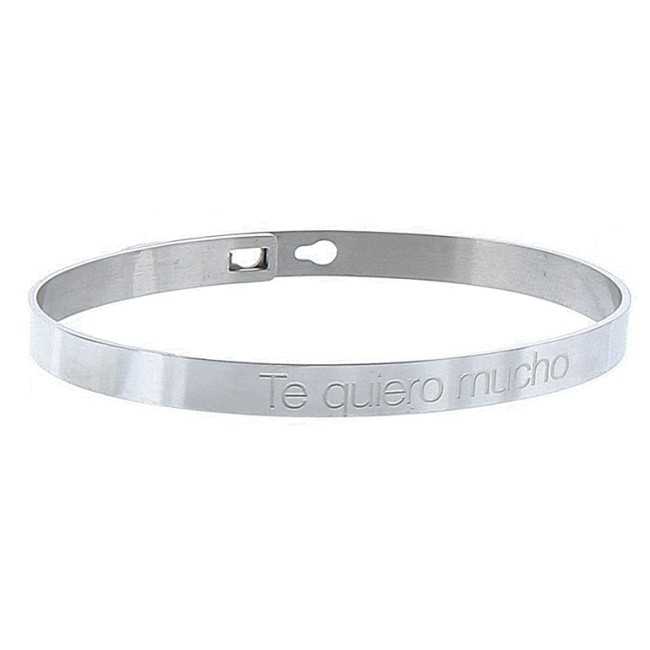 PULSERA RÍGIDA ACERO MENSAJE "TE QUIERO MUCHO"