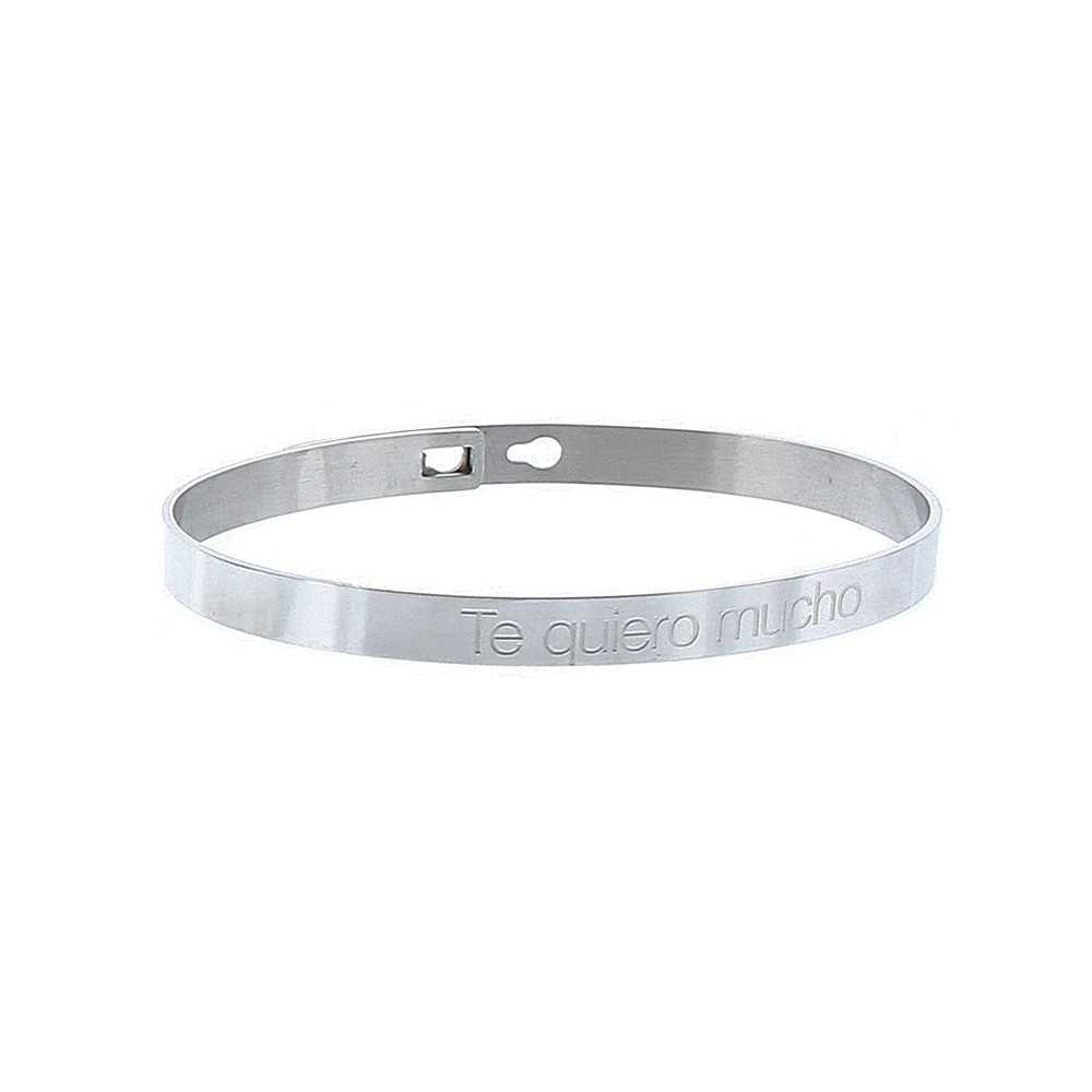 PULSERA RÍGIDA ACERO MENSAJE "TE QUIERO MUCHO"