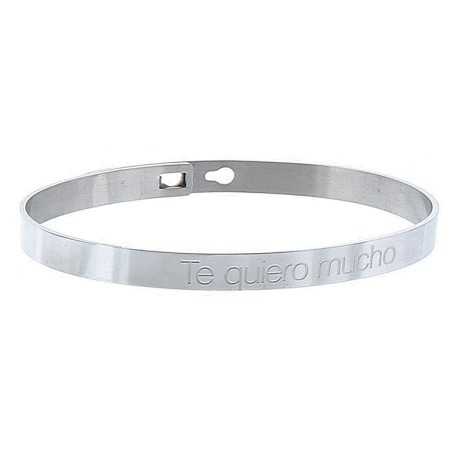 PULSERA RÍGIDA ACERO MENSAJE "TE QUIERO MUCHO"