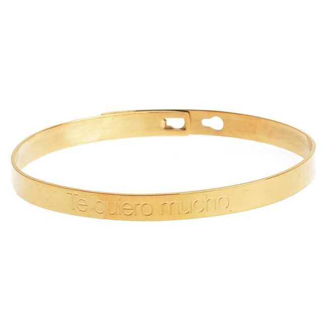 PULSERA RÍGIDA ACERO MENSAJE "TE QUIERO MUCHO"