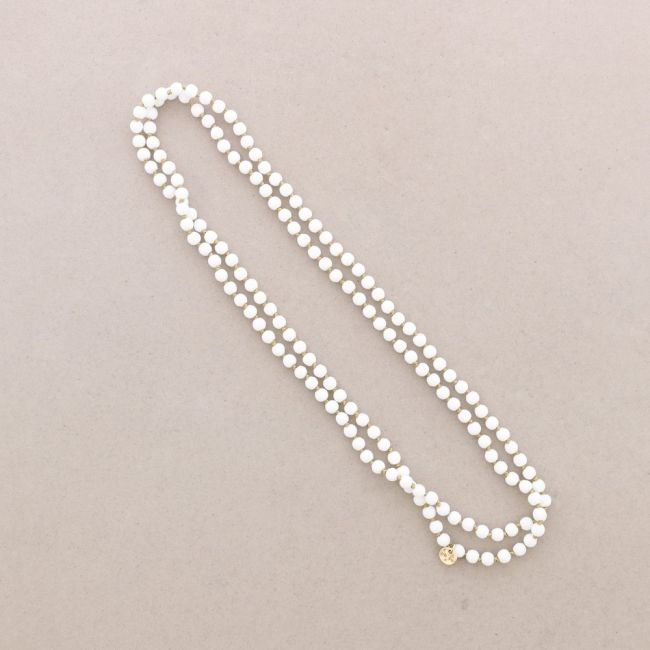 LONG STONE BALL NECKLACE WITH KNOTS